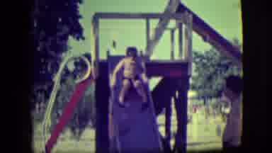 Cliffside Park New Jersey (1946): Kid Sliding Down Slide In Bathing Suit