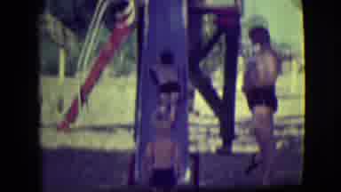 Cliffside Park New Jersey (1946): Little Kids Playing On A Slide Wearing Shorts An
