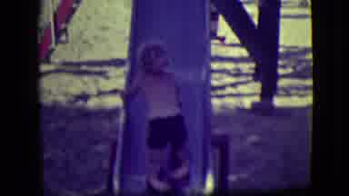 Cliffside Park New Jersey (1946): Kids Sliding Down Slide In Their Swimming Suit