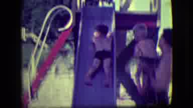 Cliffside Park New Jersey (1946): Children Going Down Slide Backwards While
