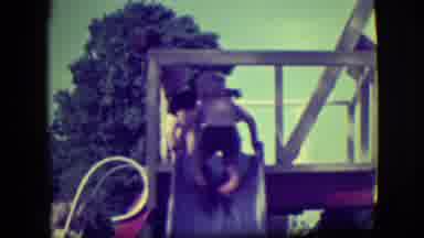 Cliffside Park New Jersey (1946): A Little Boy Climbing Slide To Come To The Other