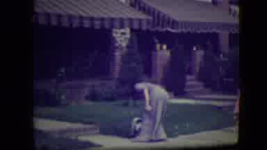 River Forest Illinois (1946): Women Playing Fetch With Her Dog On The Front Yard