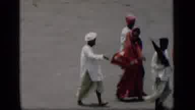 Bombay India (1946): Men And Women In Saris And Turbans Walking Outside In The