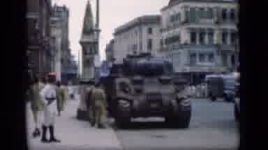 Bombay India (1946): Militia Protecting The Center Of The City As People And Cars