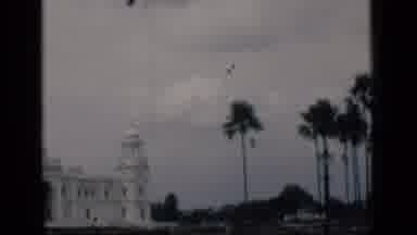 Bombay India (1946): Filming White Cathedral Near To Palm Trees Cloudy Weather