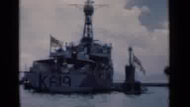 Colombo Ceylon-1946: Large Naval Vessel K619 Floats Idly in Harbor