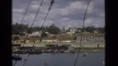 Colombo Ceylon (1946): Footage Of Old Buildings Across The Water And Boats On Top