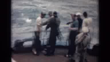 India (1946): Crew Working With Hoses On A Boat In Semi-Rough Seas