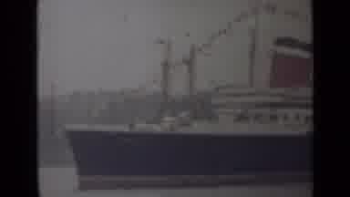 India (1946): Ship Moving Steam Smoking Flowing Flags Onboard Close Far Steamboat
