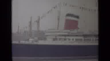 India (1946): Steam Boat Ship Cruising Water Vintage Film Ocean Liner Flags