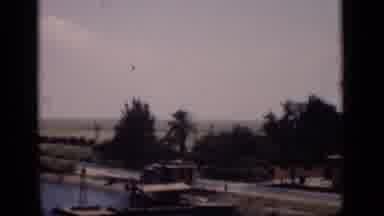 Suez Canal Egypt (1946): Trees Ocean Boat Sky Grass Ground Water Sail Light Color