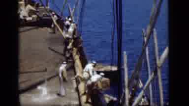 Suez Canal Egypt (1946): Men In Arab Headdress Look Over Gunwale Of Ship Camera