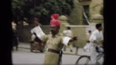 Suez Canal Egypt (1946): Cop Holds His Hand Up To Direct Traffic As A Cart Led By