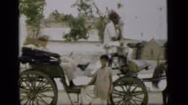 Suez Canal Egypt (1946): People Around A Horse Drawn Carriage Pose For The Camera