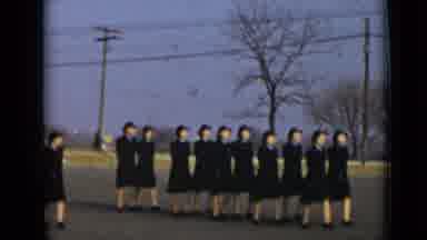 New York (1947): Women In Black Walking In A Line