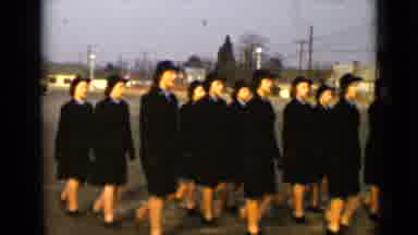 New York (1947): Women Wearing Black Suits March In Line Turn About Face On A