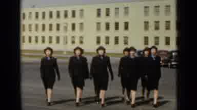 New York (1947): Women In Black Uniforms Marching Toward Camera In Five Straight