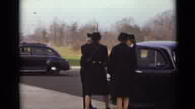 New York (1947): Group Of Women Wearing Black Coat It Black Car Shake Hand Of Male