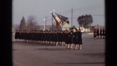 New York (1947): Women Marching With Flags In Their Hands