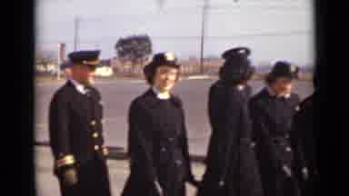 New York (1947): Old Footage Of Women And Men In Uniform Walking Together And