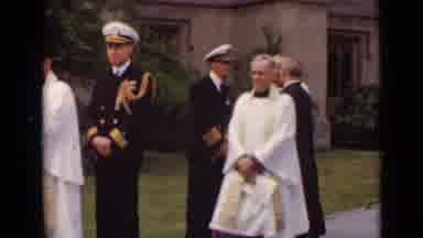 New York (1947): Military Personnel Along With Priests In Front Of The Church