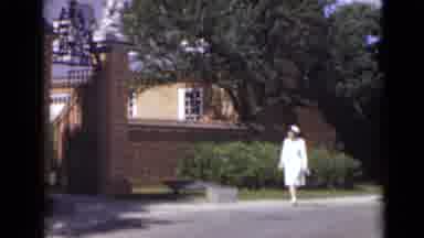 New York (1947): Woman Walking Near A Church Entrance She Is Attending At