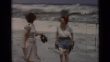 New York (1947): Two Women Wearing Dresses And Flowers On Their Heads Are Talking