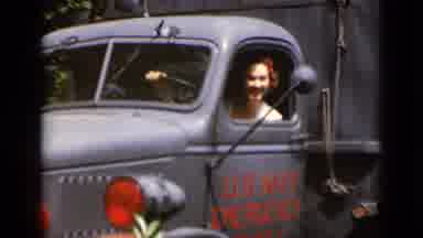New York (1947): One Woman In A Car And Two People And One Dog On A Nice Day