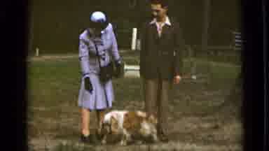 New York (1947): Woman In Uniform Petting Her Pet Dog While A Man In A Suit Watch