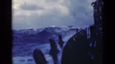 Persian Gulf (1947): A Boat Sailing On Top Of High Tide And Waves In Ocean