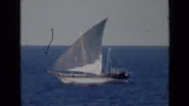 Persian Gulf (1947): A Plain White Boat Gently Sailing Along The Ocean Breeze