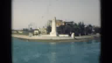 Suez Canal Egypt-1946: Boat Ride Past Monument On Waterfront