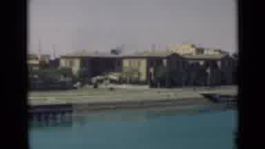 Suez Canal Egypt (1946): Boats In The River Around The City With Beautiful Scenery