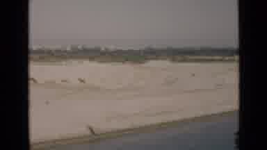 Suez Canal Egypt (1946): View Of A Sandy Area With Green Trees Far In The Distance