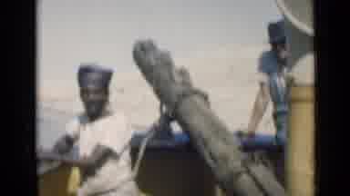 Suez Canal Egypt-1946: Men Smiling On A Boat Near The Canal