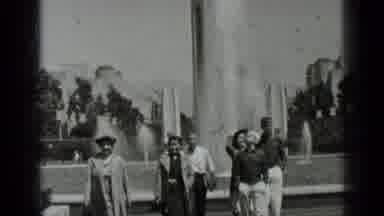 San Francisco California (1937): People Walking In A Fountain In Front Of A Church