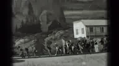 San Francisco California (1937): Crowd Running In A Village With Horses Guns And