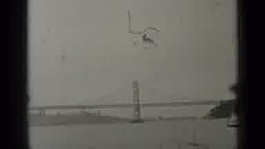 San Francisco California (1937): A Man In A Boat On The River And A Big Bridge In
