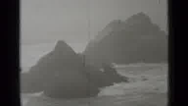 San Francisco California (1937): Medium Sized Waves Crash Against Rocky