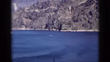 Arizona USA (1939): Lake Water Mountain Landscape Cars Parked Side Road Woman