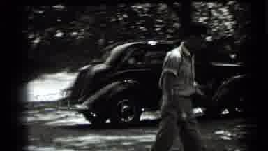 Clear Lake California (1939): Old Black And White Vintage Car Parked With Men With