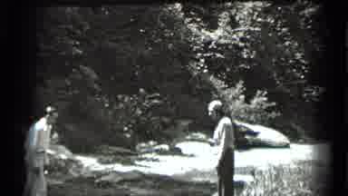 Clear Lake California (1939): Woman Carefully Crossing A Stream And Then Several