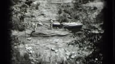 Clear Lake California (1939): Two Men Jumping Off Of Two Separate Wooden Platforms