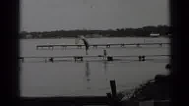 Clear Lake California (1939): Woman Sitting In A Chair At The End Of A Pier