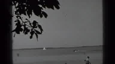 Clear Lake California (1939): Beach With Few People Enjoying Their Holidays With