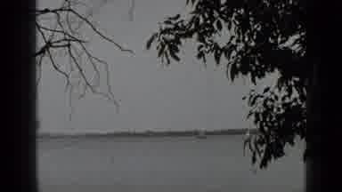 Clear Lake California (1939): Black And White Scene Of The Ocean Near A Dock With