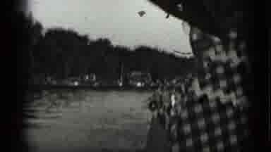 Clear Lake California (1939): Elderly Woman And Another Person Riding In Boat On