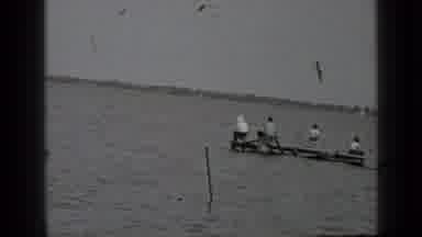 Clear Lake California (1939): Woman Rowing On The Sea