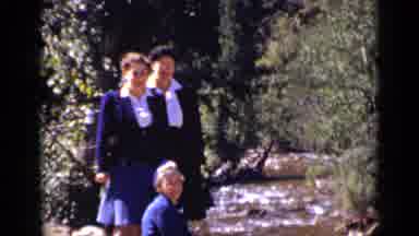 Colorado USA (1939): Three Ladies Standing And Sitting By A Small Creek In The