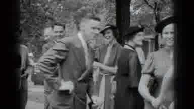 New York USA (1939): People Gather And Greet Each Other As They Pass By